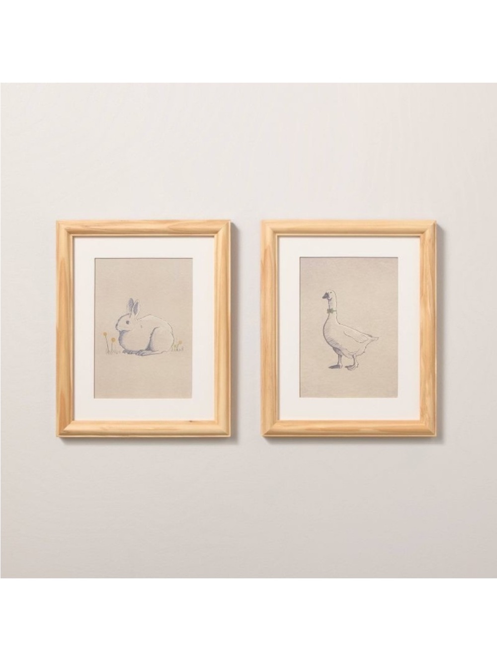 8"x10" Bunny and Duck Sketch Framed Wall Art (Set of 2) - Hearth & Hand Magnolia